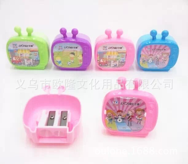 TV Double-Hole Plastic Pencil Sharpener view 2