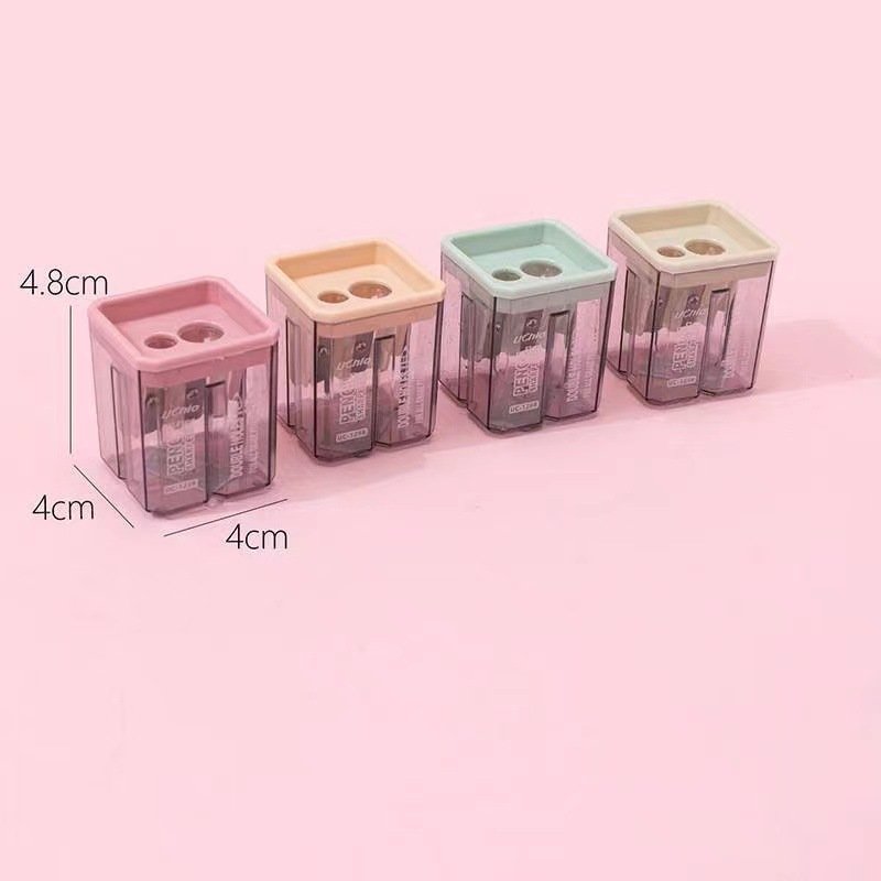 Double-Hole Morandi Transparent Pencil Sharpener