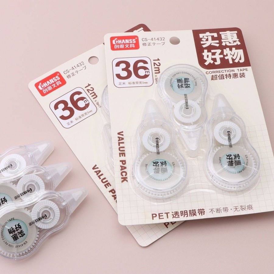High-Capacity Minimalist Correction Tape, 3-Pack view 3