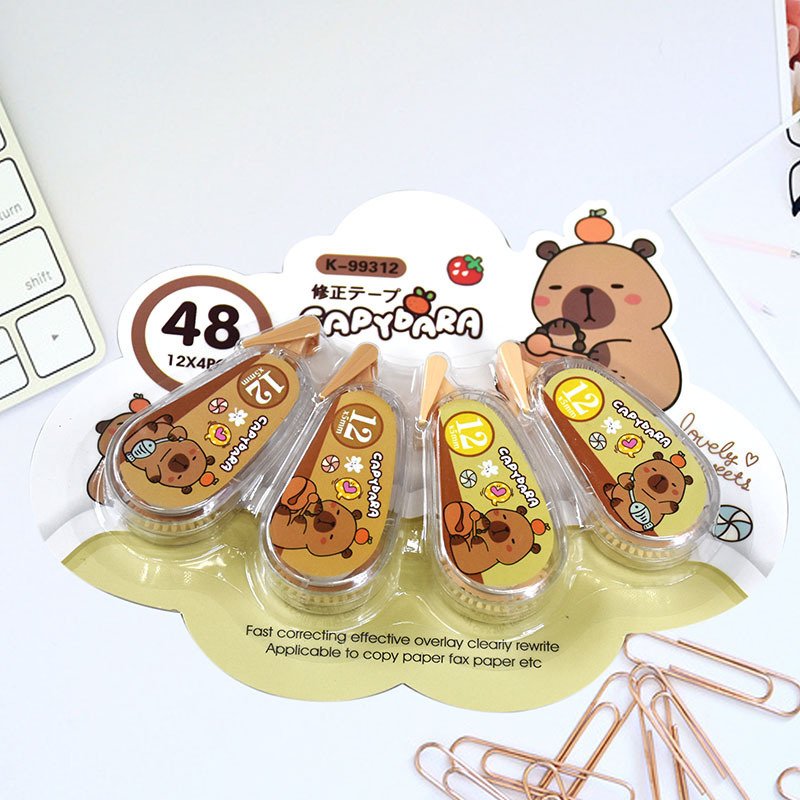 Quiet Mini Cartoon Correction Tape, 4-Pack