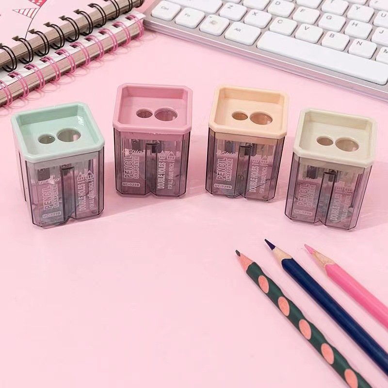 Double-Hole Morandi Transparent Pencil Sharpener view 2