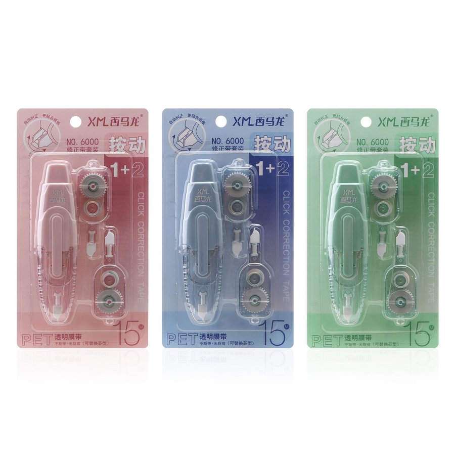 Refillable Retractable High-Capacity Correction Tape, Set