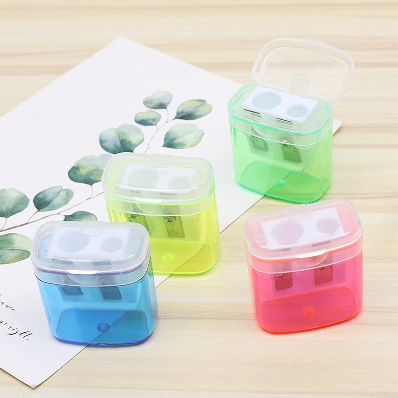 Double-Hole Transparent Plastic Pencil Sharpener