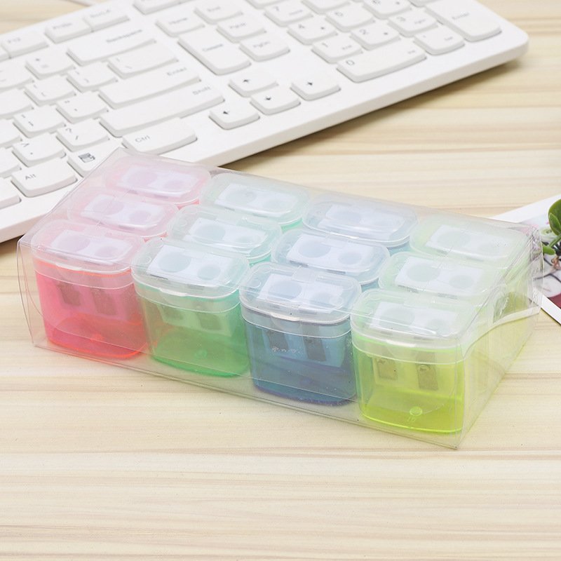 Double-Hole Transparent Plastic Pencil Sharpener view 2