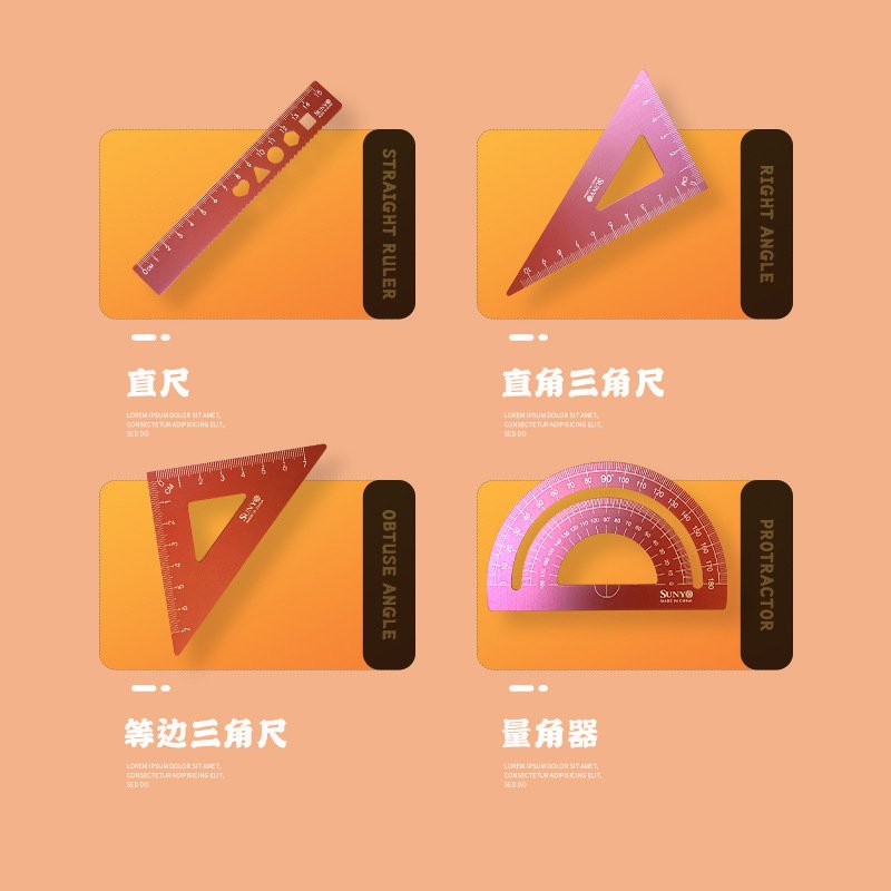 Aluminium Triangular Ruler, Set view 3