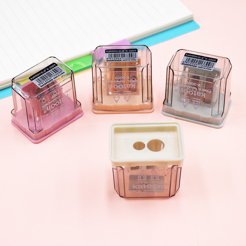 Double-Hole Morandi Transparent Pencil Sharpener — Style 3009 view 2