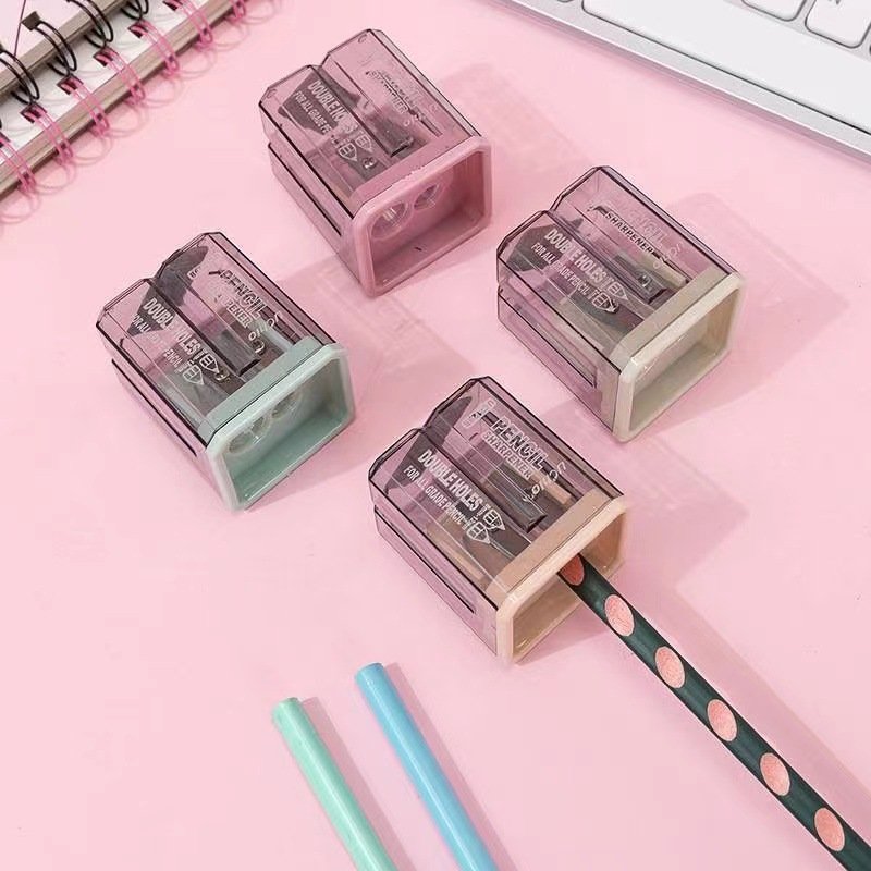 Double-Hole Morandi Transparent Pencil Sharpener view 3