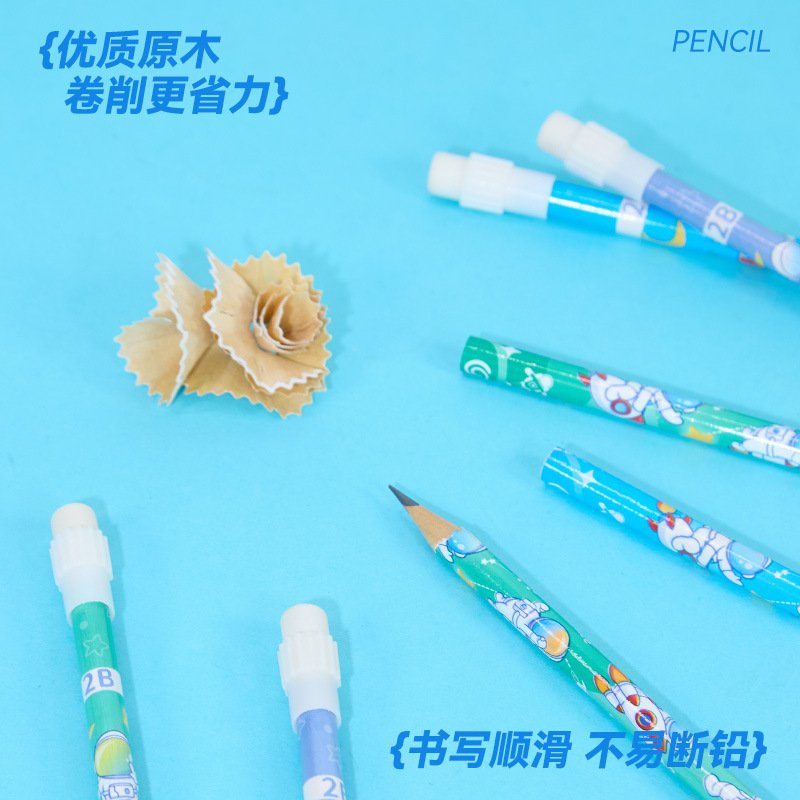 Dinosaur Astronaut Cartoon Pencil, Set, 2B view 3